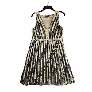 Adolfo Dominguez Ribbon Dress Skater Cocktail Party Sleeveless Sz 10 Above Knee